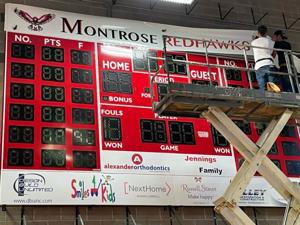 Montrose High School scoreboard gets updated with 'Red Hawks'