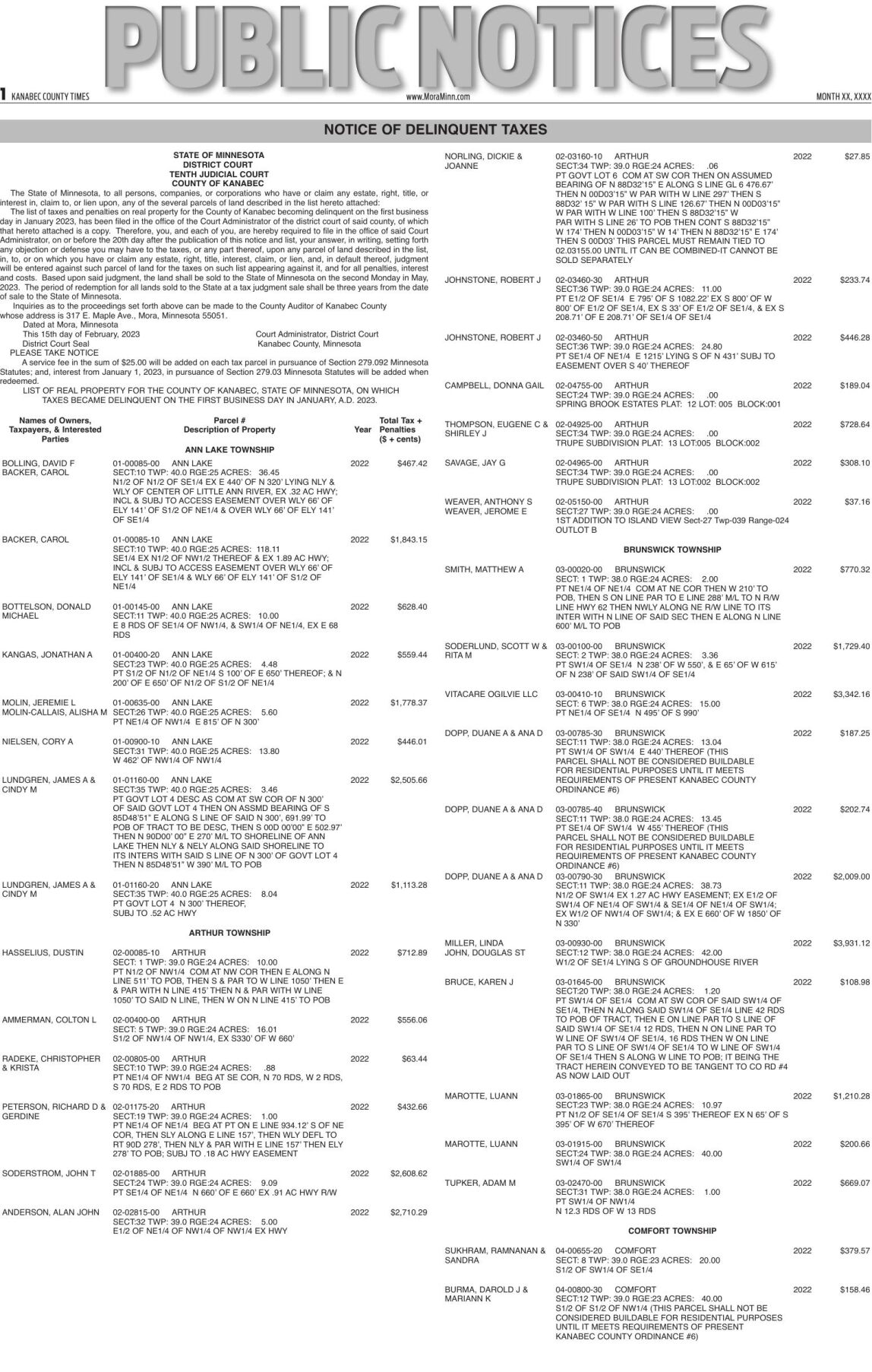 Delinquent Tax List