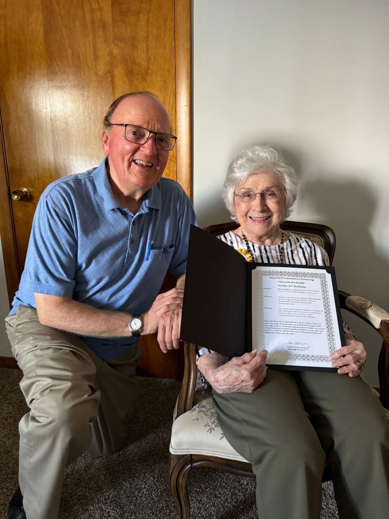 Sayre mayor honors resident on 95th birthday Lifestyles morning