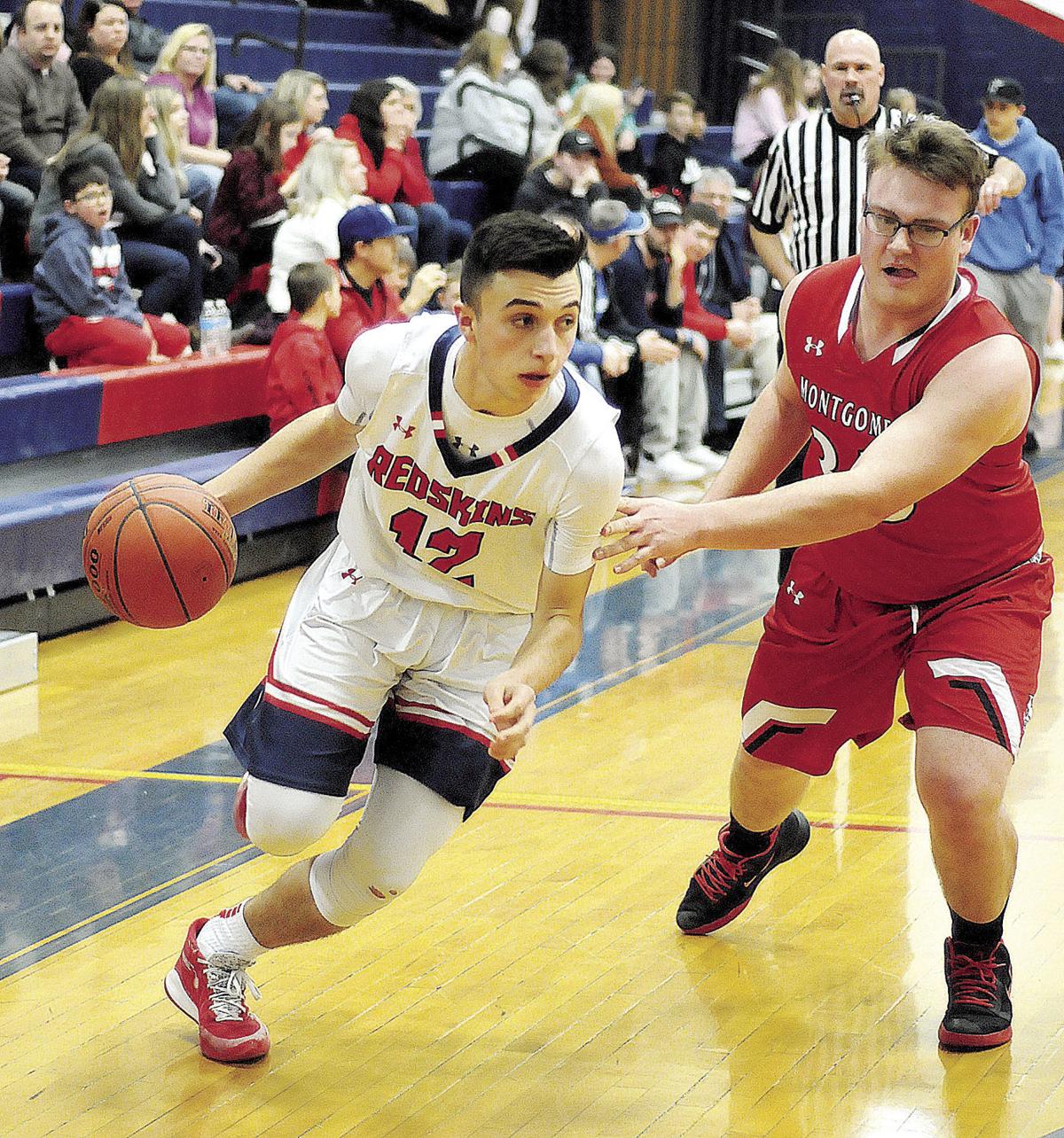 Sayre boys basketball evens record with victory over Montgomery