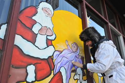 Holiday Window Painting by Pat