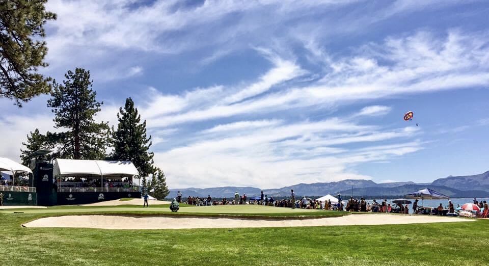 Packers' Aaron Rodgers hits an incredible golf shot at Lake Tahoe