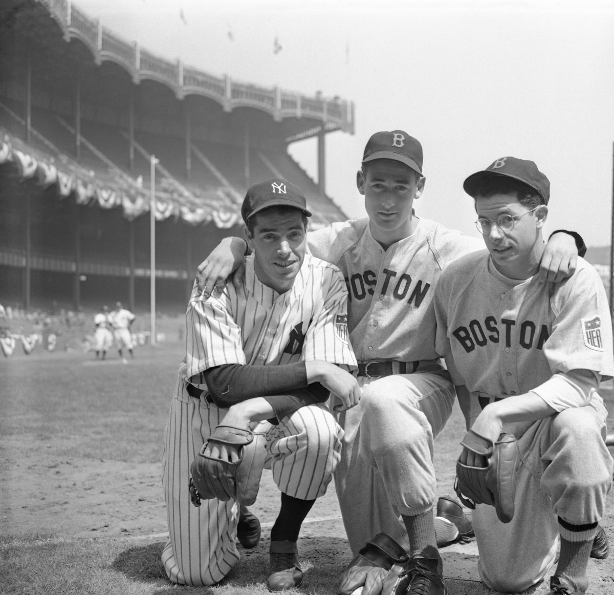 Joe Dimaggio With Old-timers by Bettmann