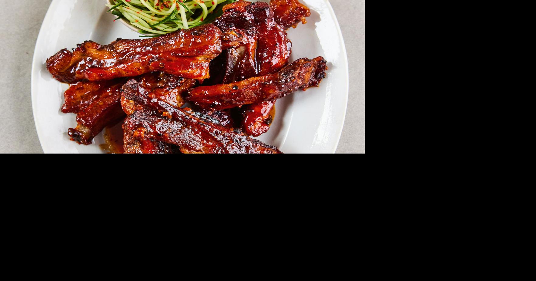Slow-cooked, sticky-glazed pork ribs go with cucumber slaw in Sam Way's ...