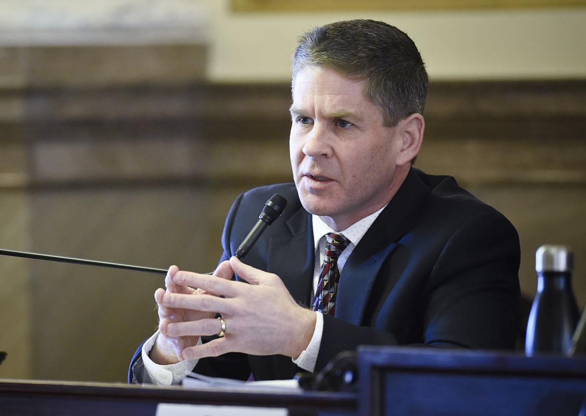 Secretary of State Corey Stapleton asks a question