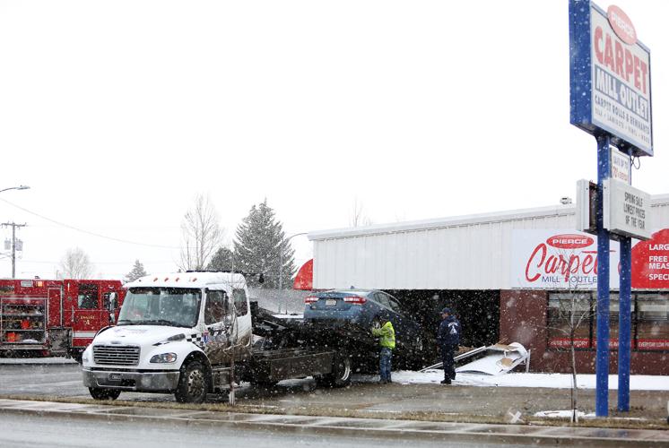 Car crashes into carpet showroom in Butte