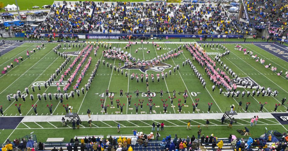 Small towns, big sound: Hundreds of Montana high schoolers join Montana State marching band for Band Day