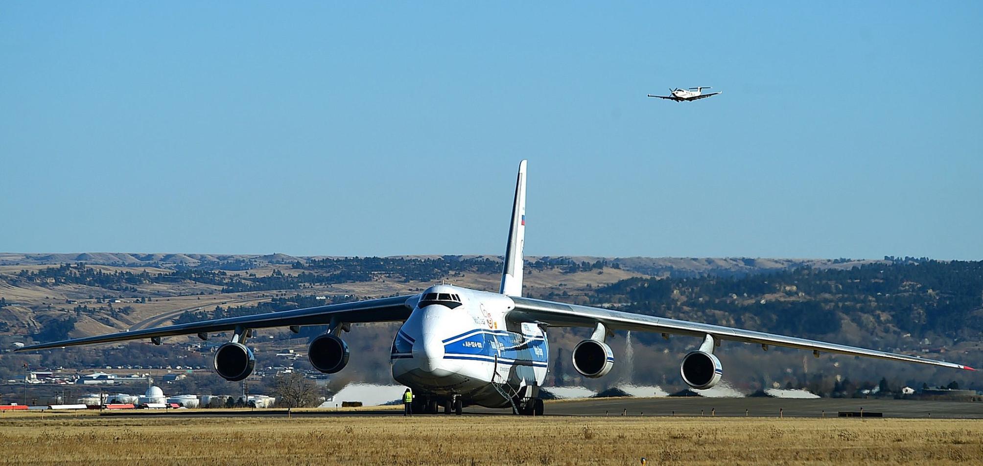Massive Russian cargo plane at Billings airport shipping supplies to