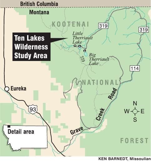 Map Of Lake Ten Map of Ten Lakes Wilderness Study Area | | mtstandard.com