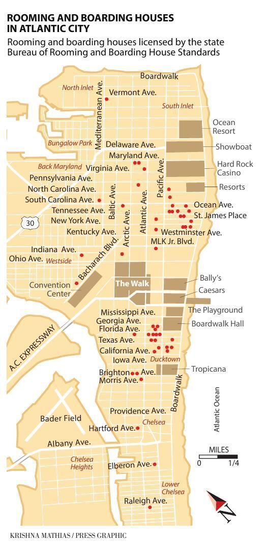 Map Of Atlantic City Boardwalk Atlantic City Rooming Houses 2018 Map | | Mtstandard.com