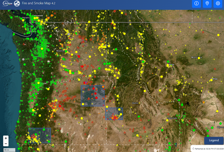 Wildfire Smoke Air Quality Update: Monday July 20, 2026 at 2:45pm