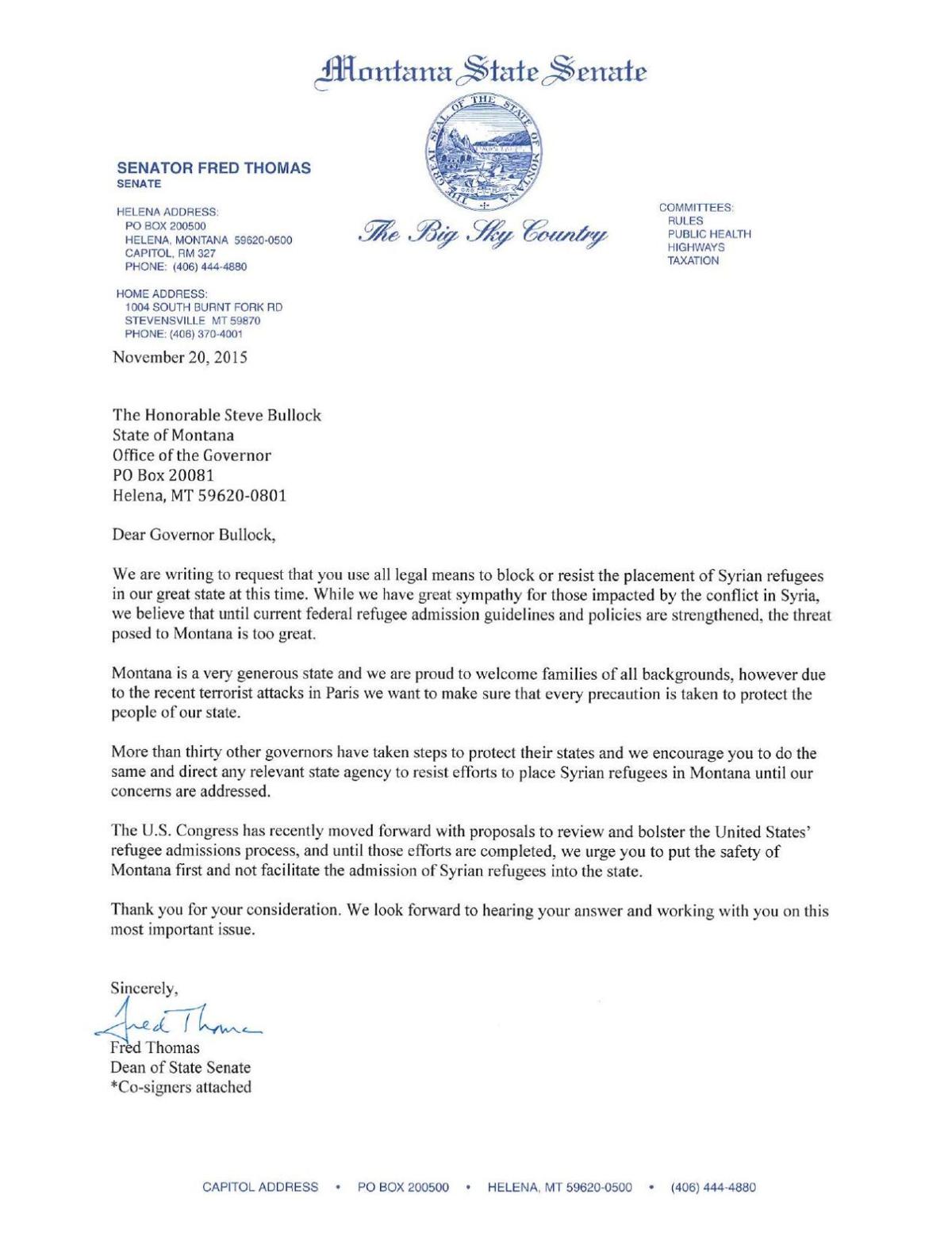 Pdf Of Letter From Montana Legislature Mtstandard Com