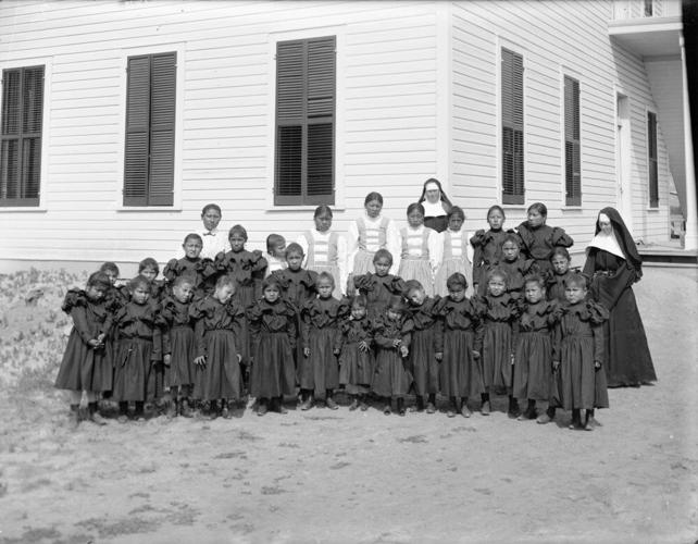 Indigenous girls attending St. Labre Indian School
