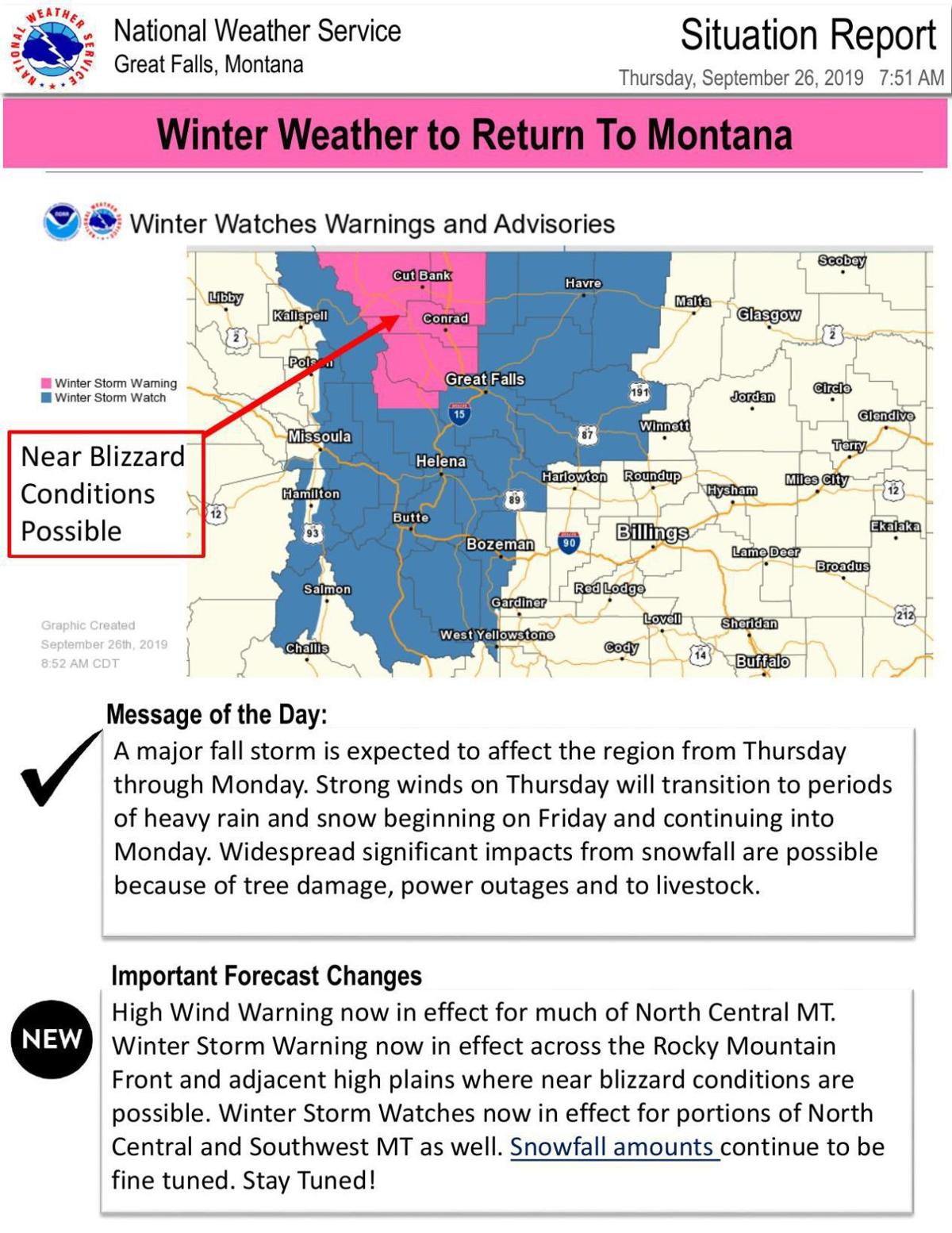 Montana Winter Storm Warning Map