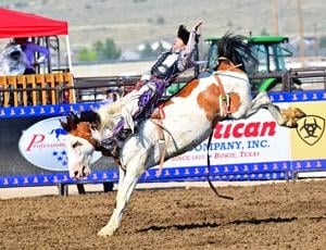 Columbia Falls' Azzy Lara wins second bareback session and leads average at rodeo finals