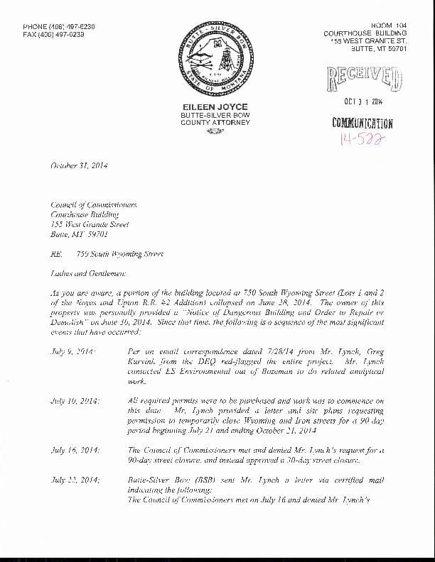 County attorney's letter to council