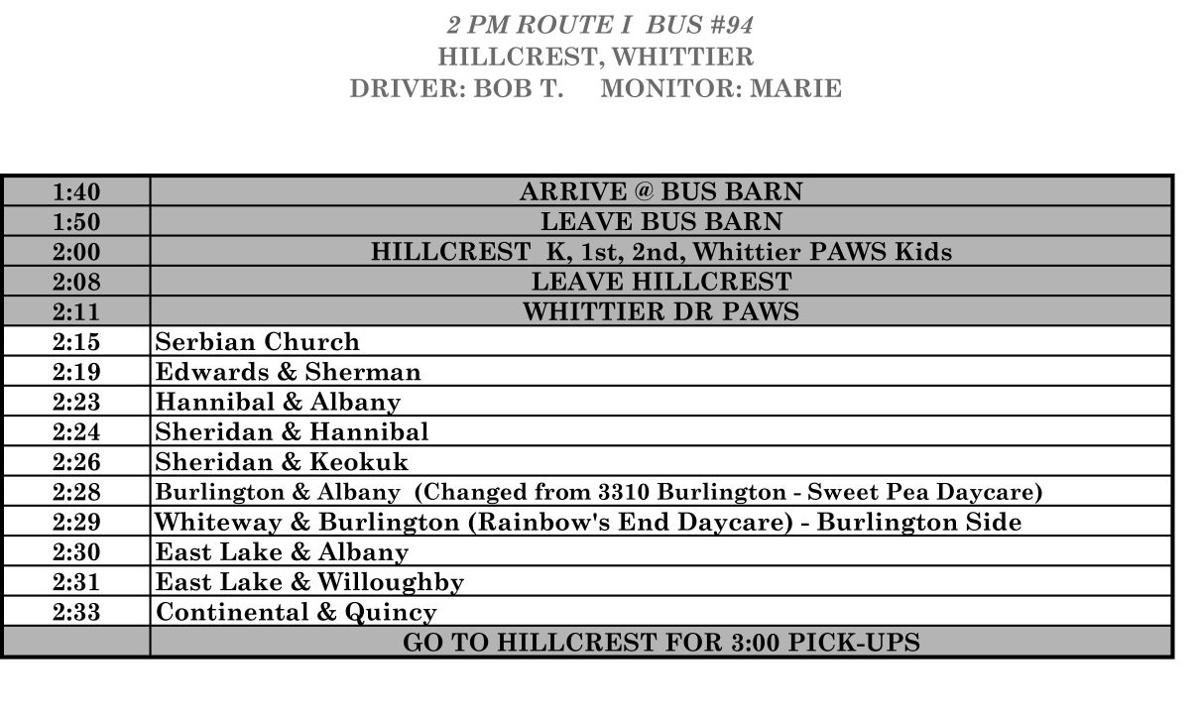 List Of Butte School District 2014 15 Bus Routes Local