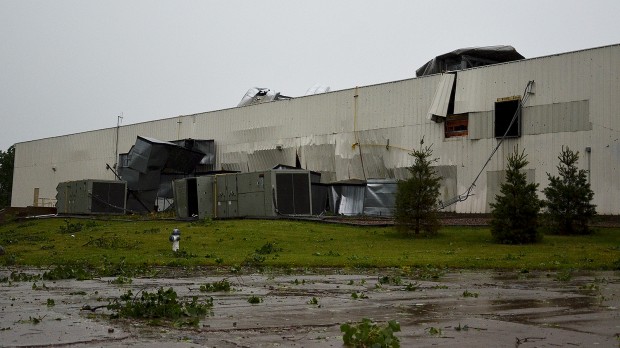 Church, business pummeled by winds