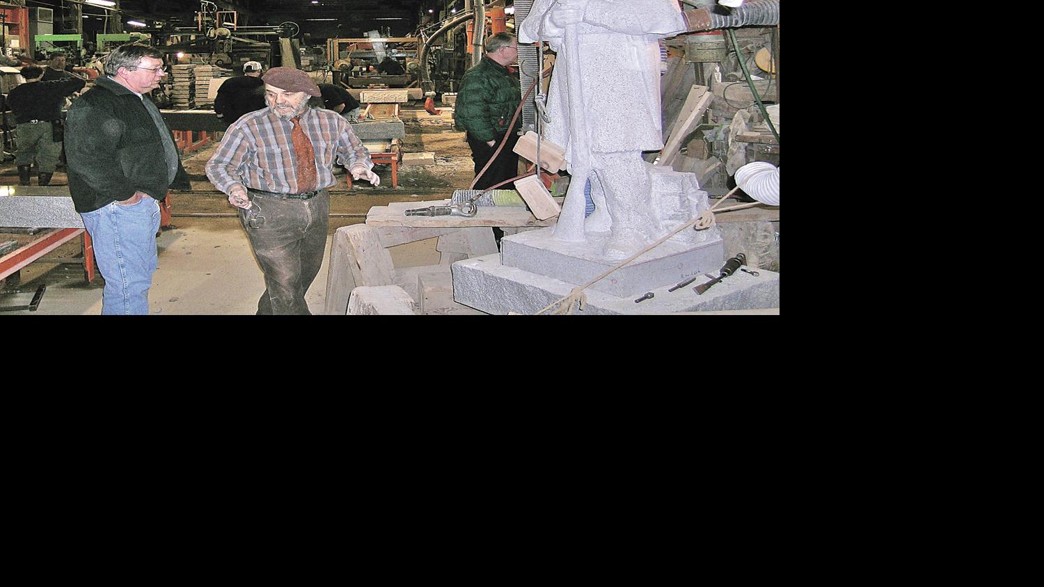 Birth Of A Soldier Pair Travels To Vermont To See How Muscatine S Monument Is Coming Along Local Muscatinejournal Com