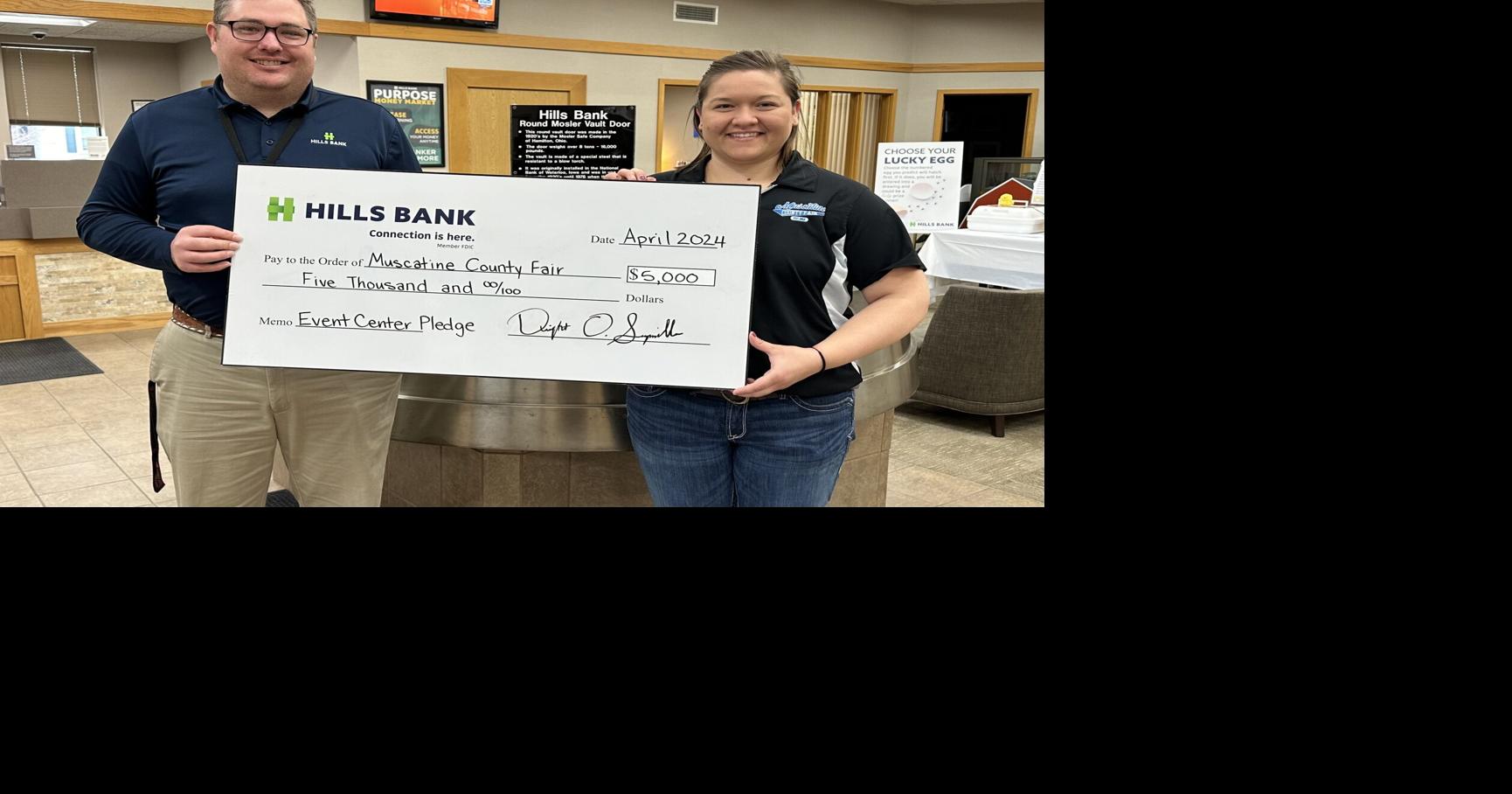 Hills Bank donates 5,000 to Muscatine County Fairgrounds event center