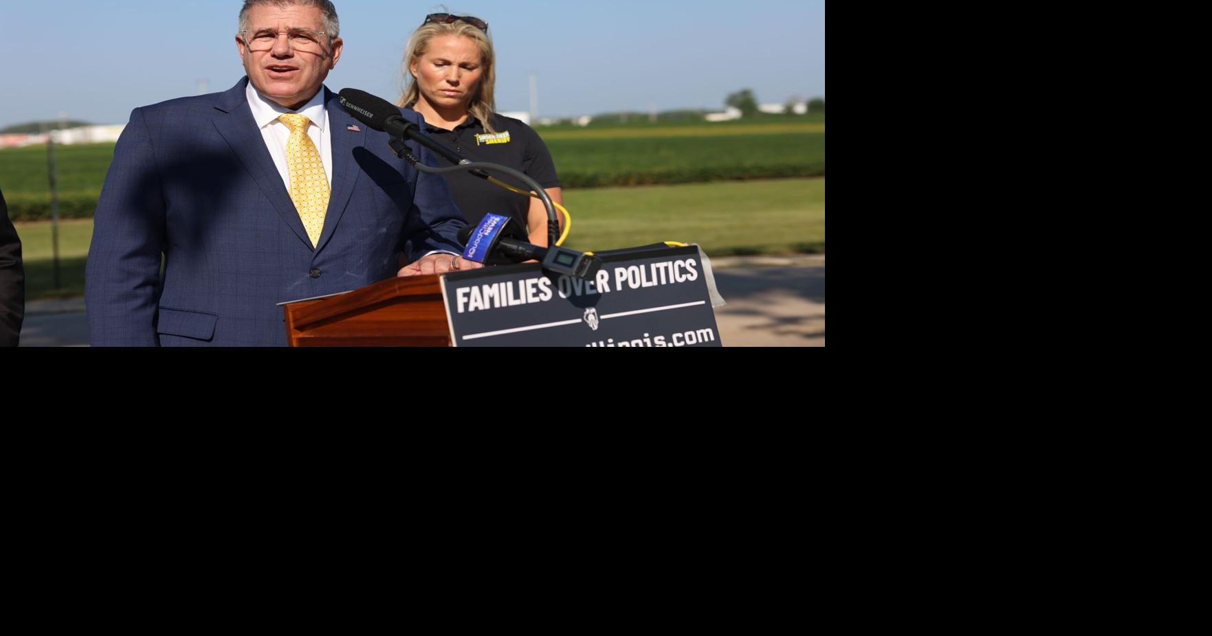 Illinois Republican gubernatorial candidate Darren Bailey speaks at Tyson plant