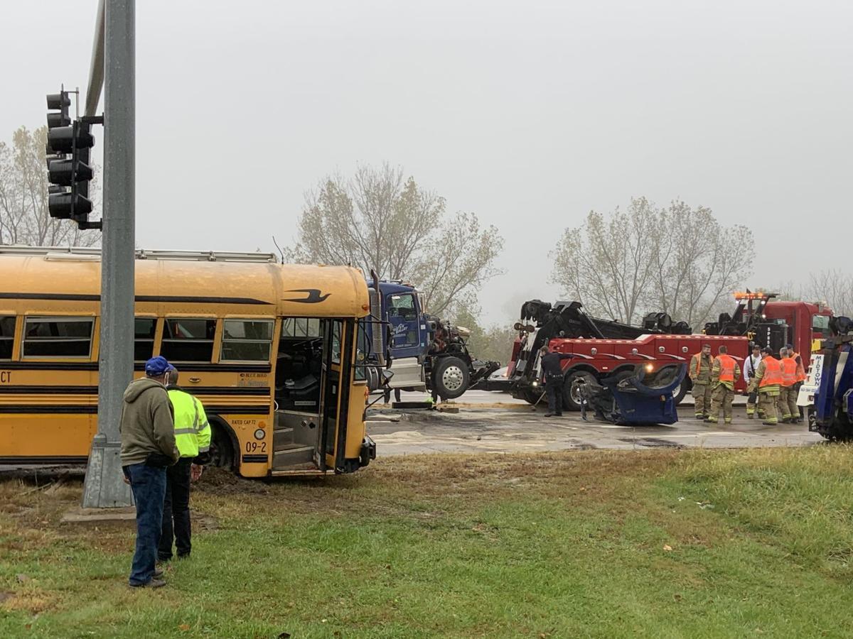 Muscatine school bus in crash with semi, no students were onboard, but