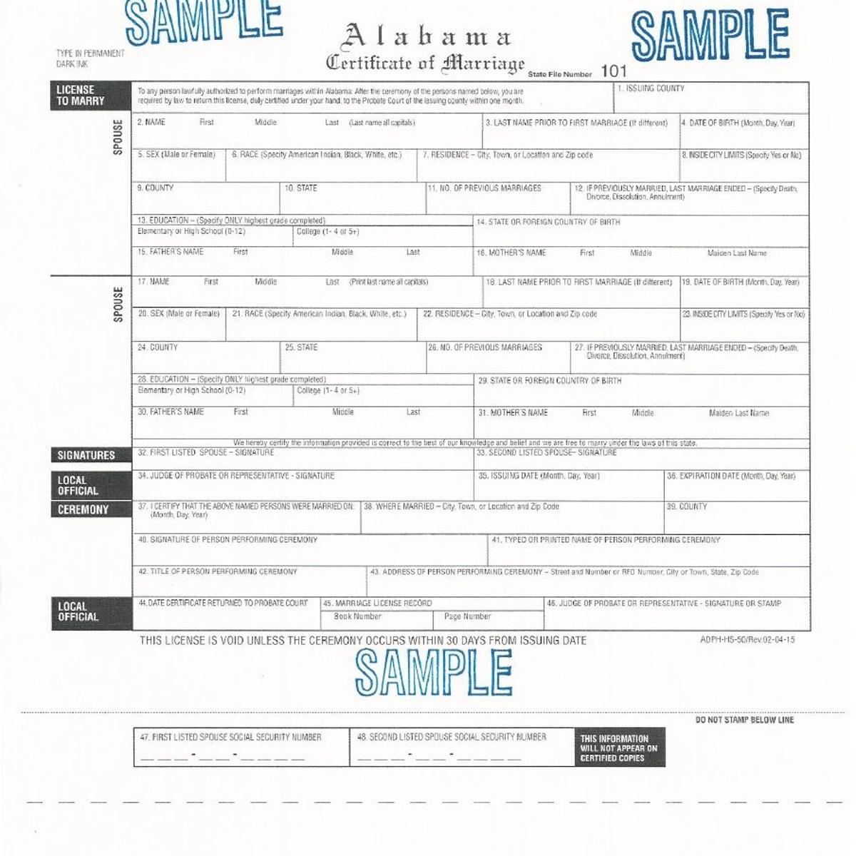 New Marriage Certificate Design For Alabama After Court