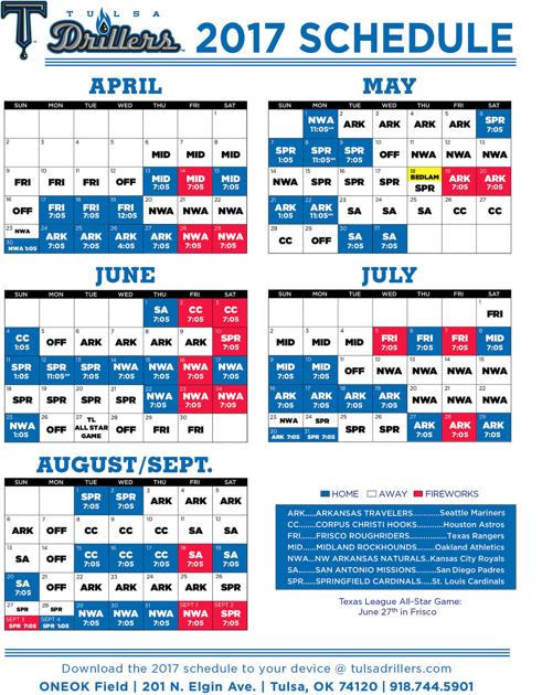 Tulsa Drillers Schedule 2022
