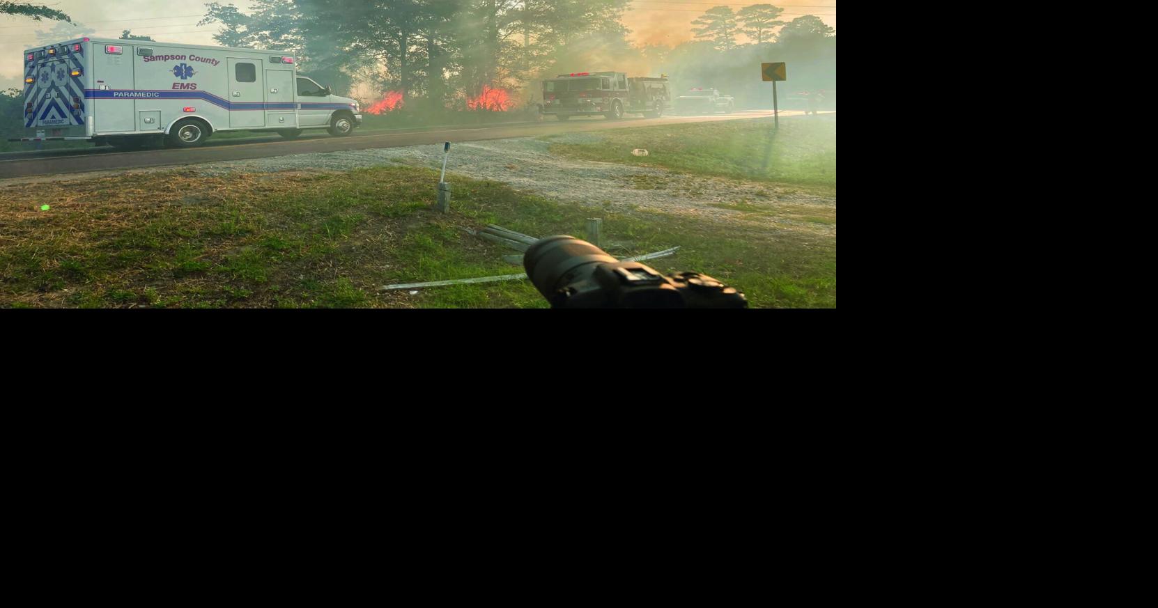 Firefighters battle 10-acre woods fire in 100-degree heat