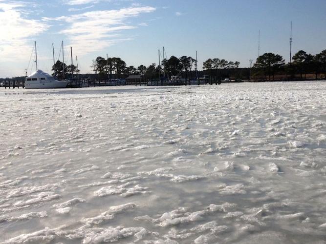 Kent Narrows covered in ice Queen Annes County
