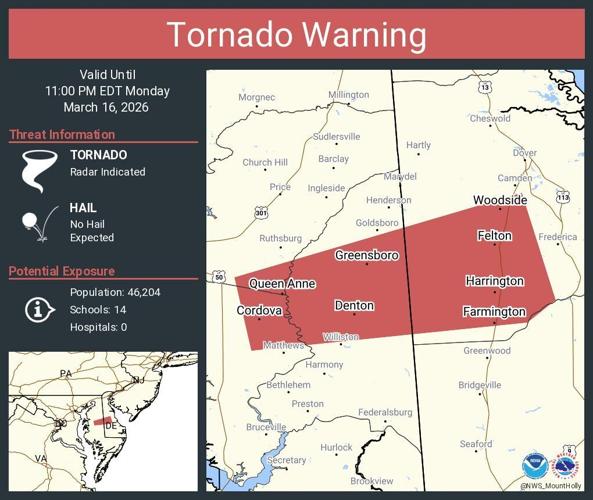 Tornado touched down in Caroline County, National Weather Service ...