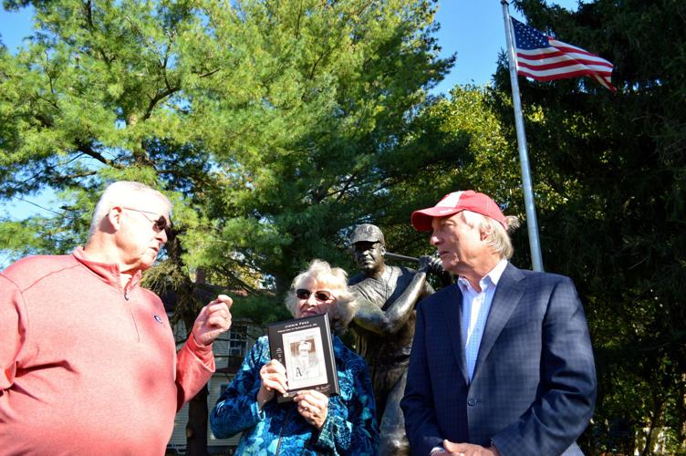 Photo Gallery: Peter Franchot visits Jimmie Foxx statue