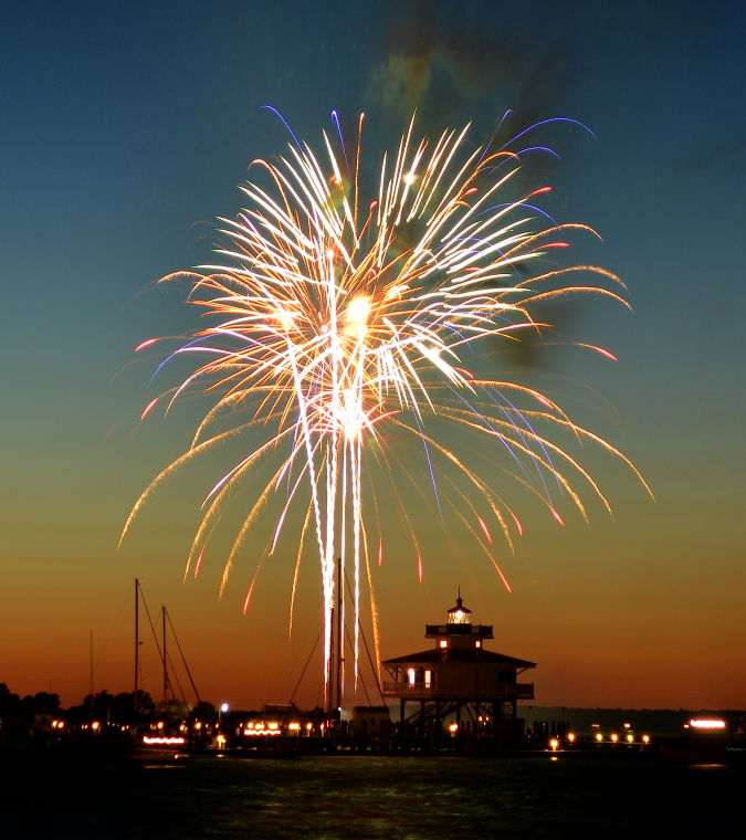 Independence Day fireworks over Cambridge Dorchester County