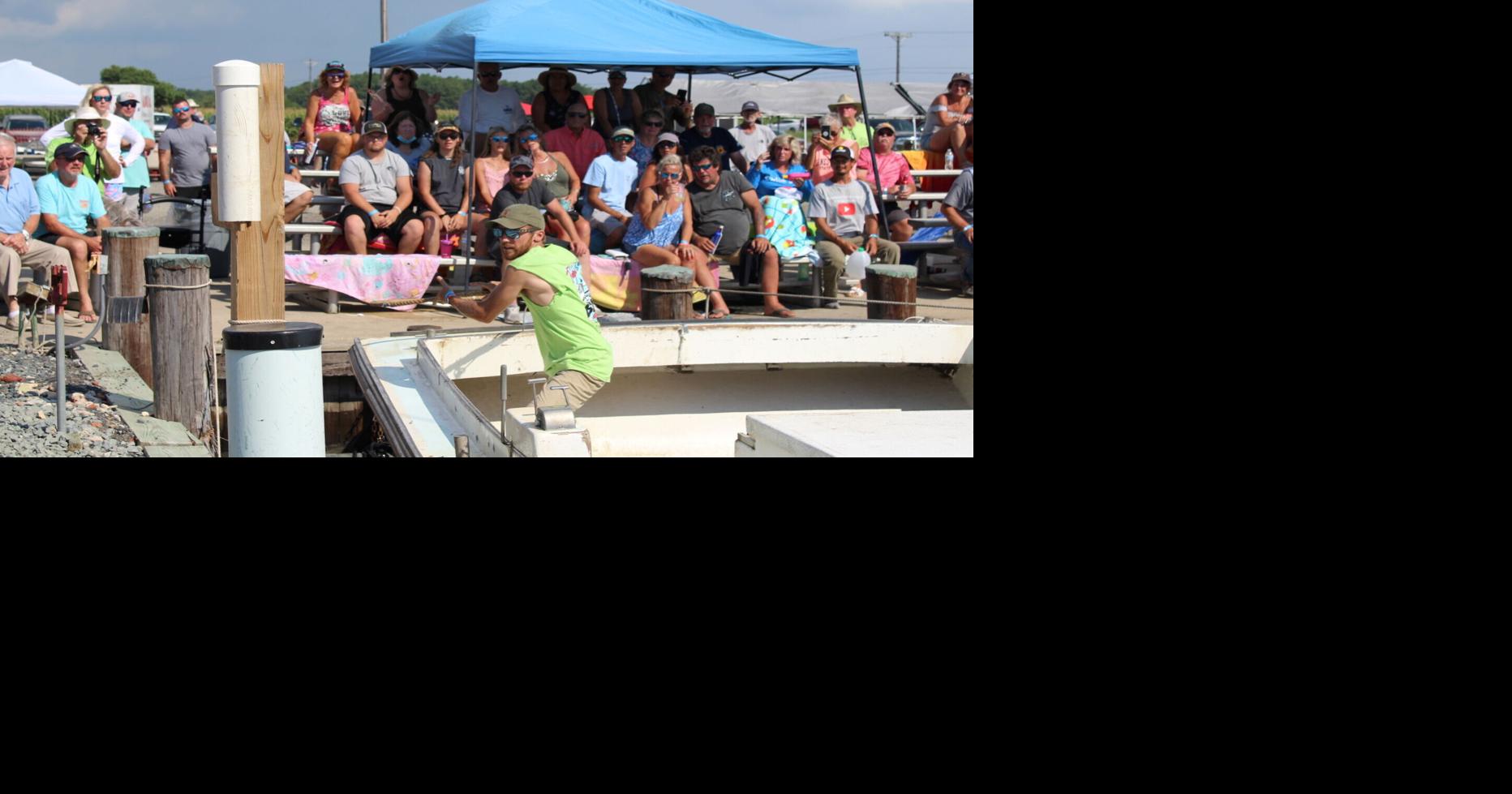 Hunter Hughes has the crowd's rapt attention as he prepares a throw