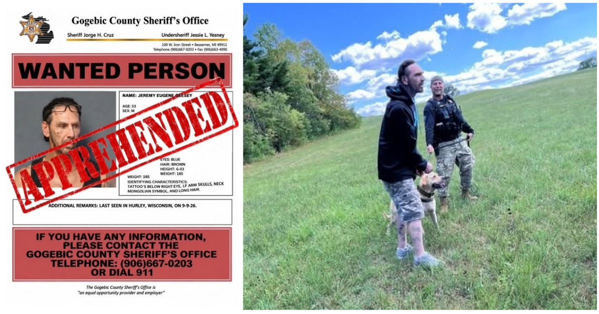 Update: Wanted fugitive captured near Michigan-Wisconsin border