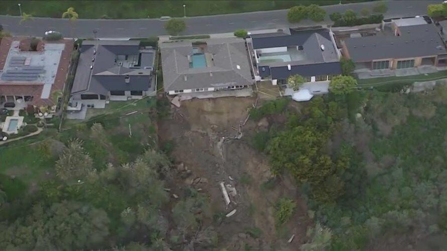 Portions of California home seen hanging over cliff after landslide in ...