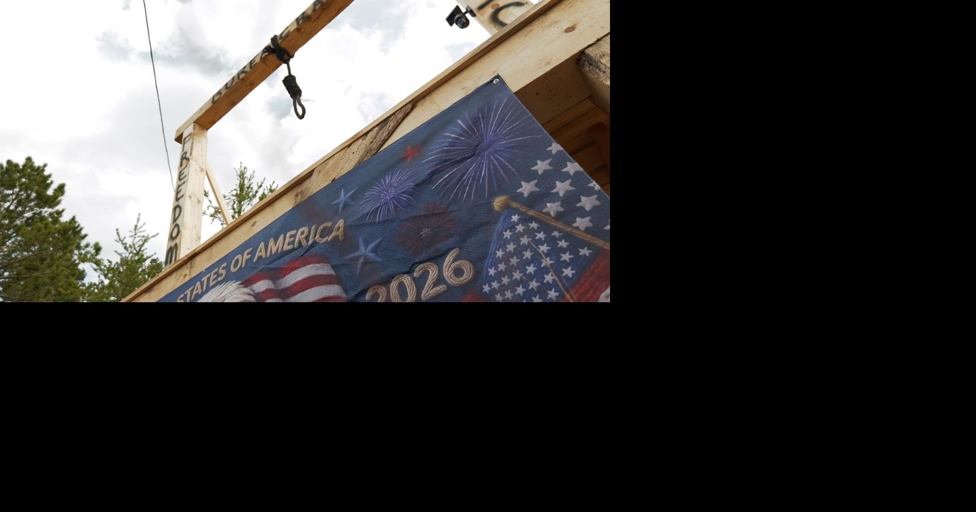 Man builds 'bureaucrats' gallows in Upper Peninsula. We found him on boat to explain