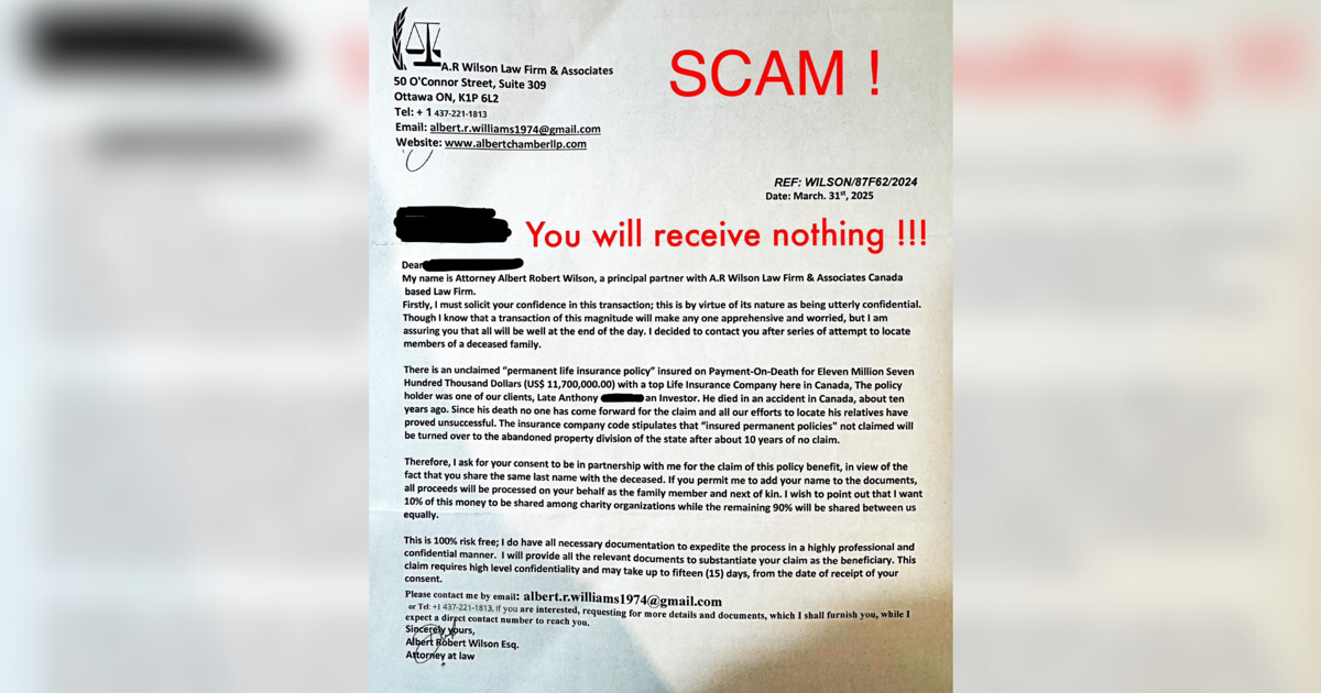 UP residents hit with Canadian inheritance scam | Local News | myupnow.com