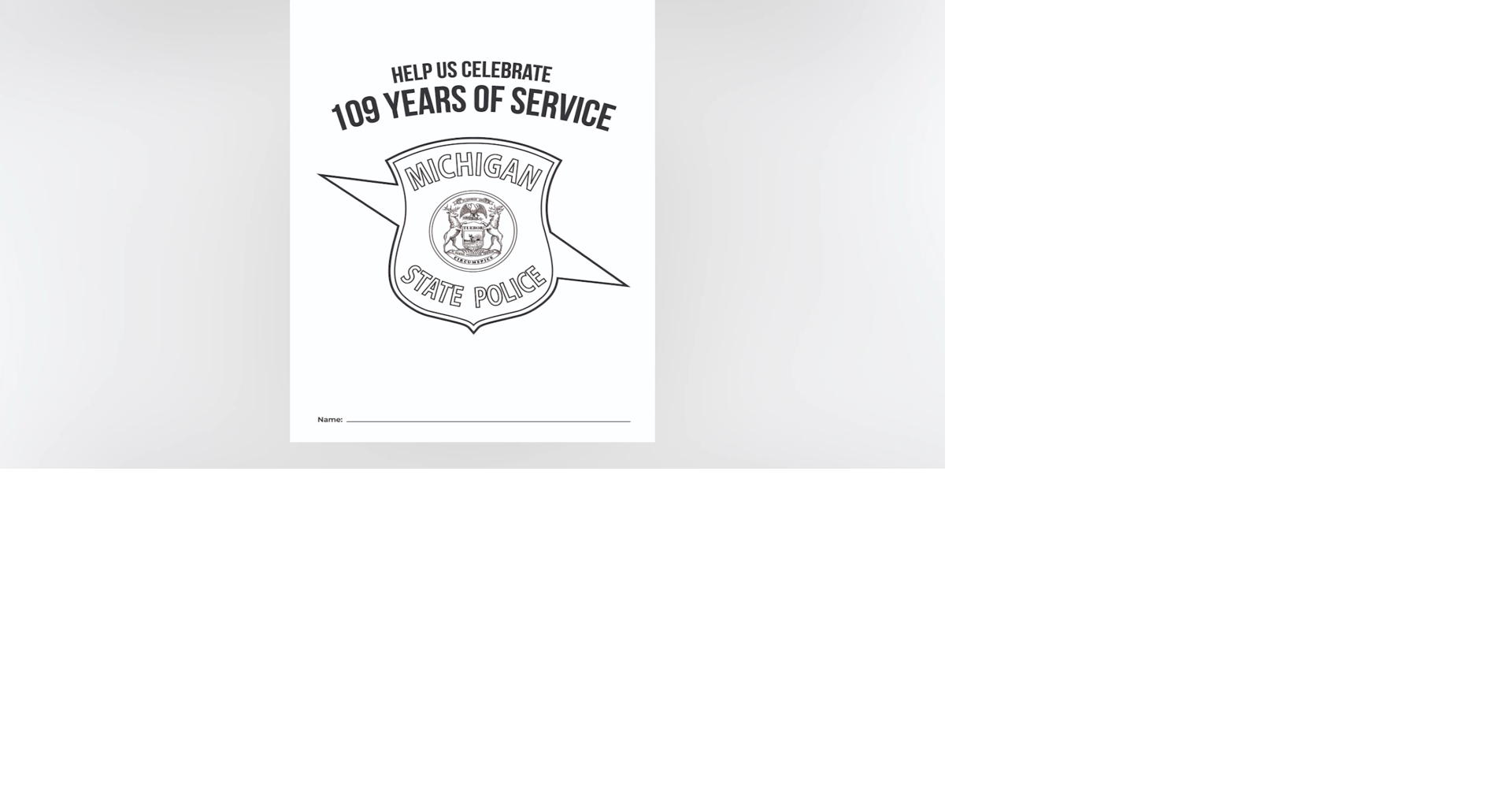 Michigan State Police 109th birthday coloring contest