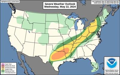 MAP: More than a dozen states could see severe storms, tornadoes ...
