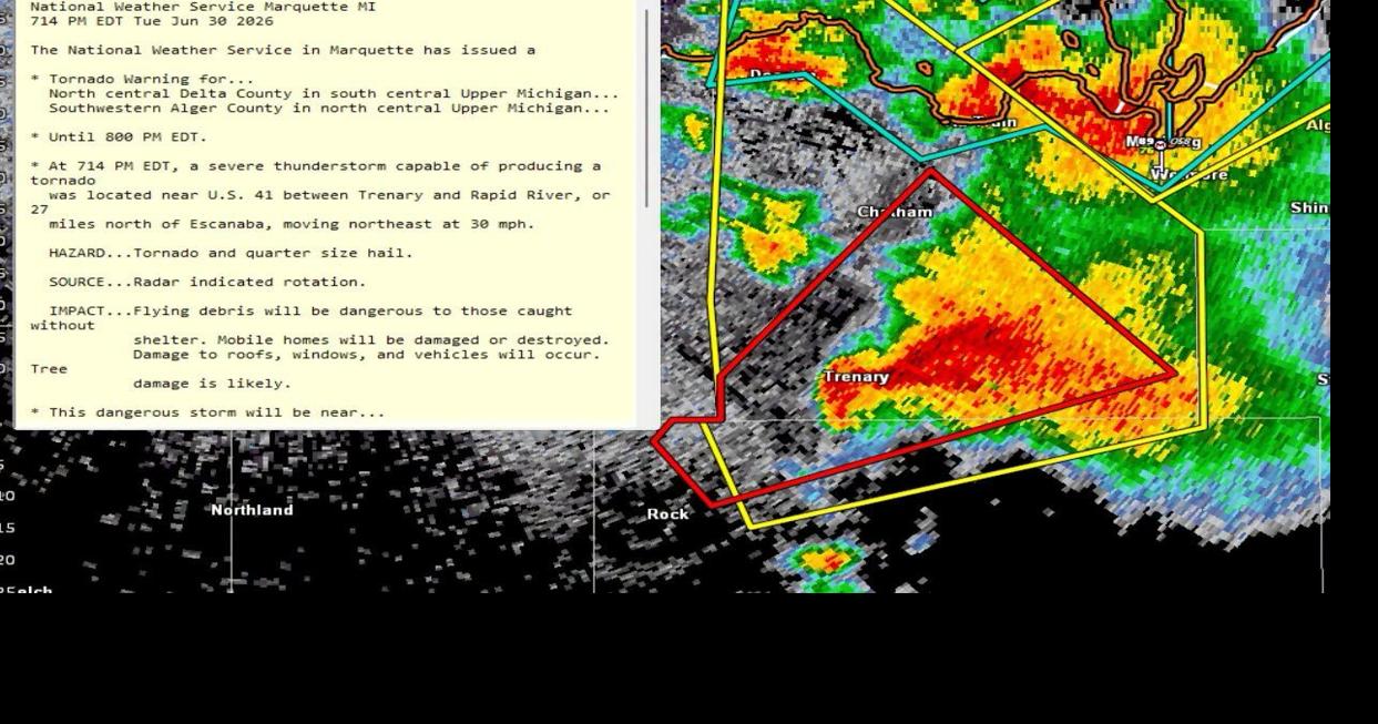 NWS to evaluate possible tornado in Upper Peninsula Tuesday night
