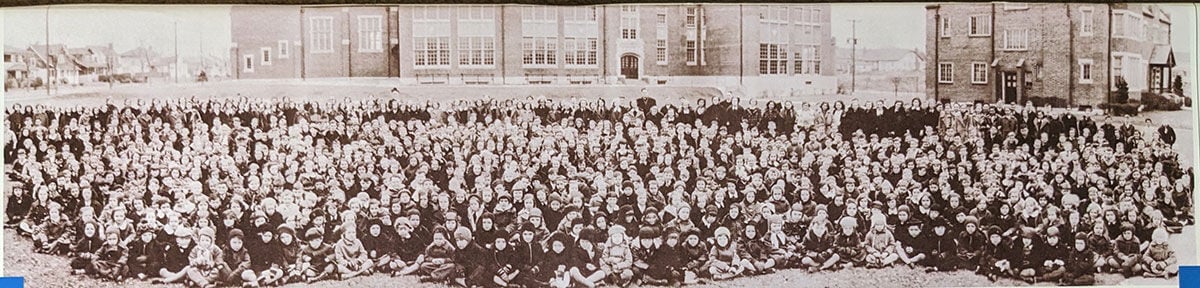 Nativity 1923 outside school