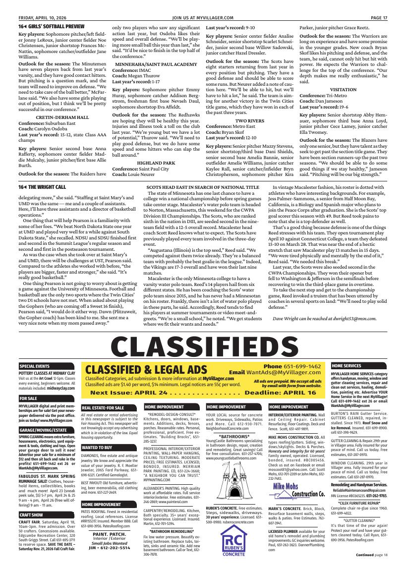 Page A017 | e-Edition | myvillager.com