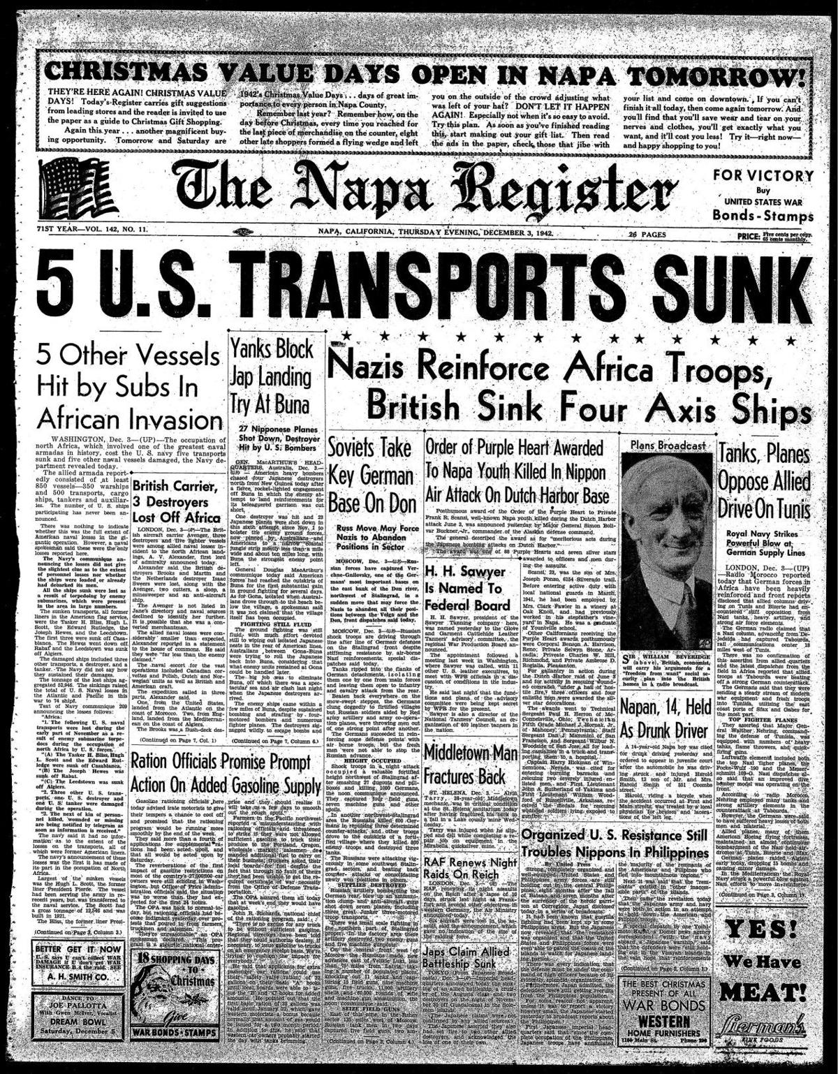 Where were you on Dec. 3? Napa County history through the Napa Valley