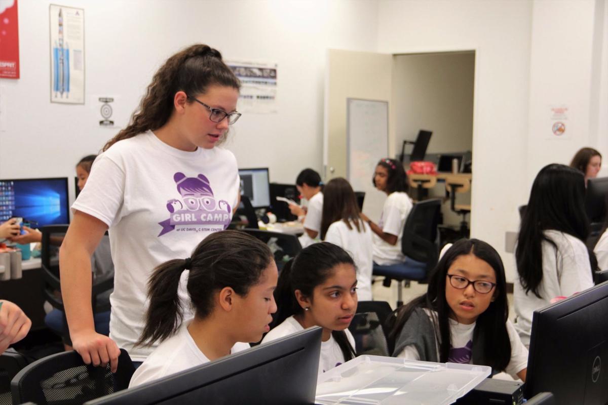 Katrina Cole and Malaysia Hilliard at UC Davis girls leadership robotics camp