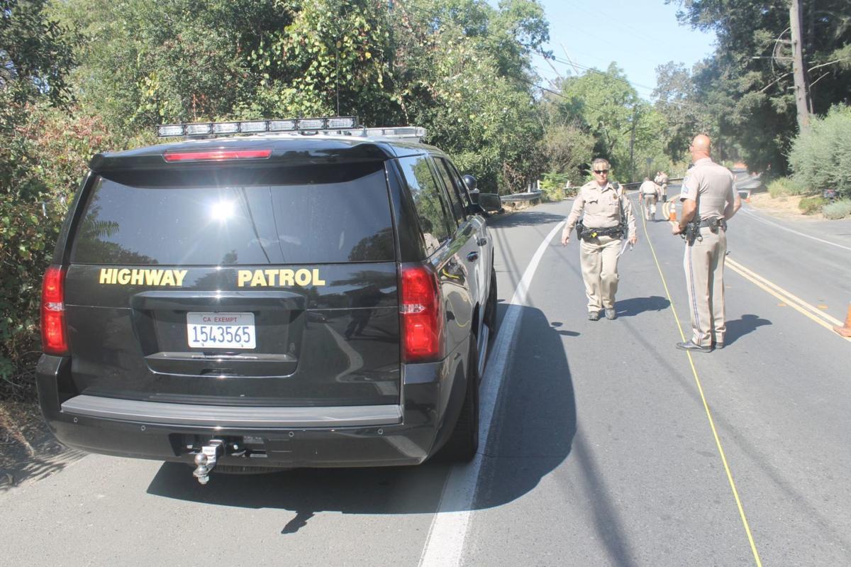 CHP officers measuring Silverado Trail