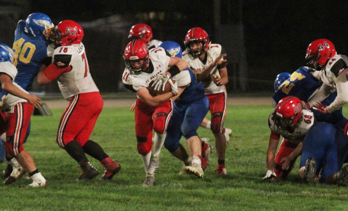 St. Helena football team slams Cloverdale for Farrell's 100th win, 49