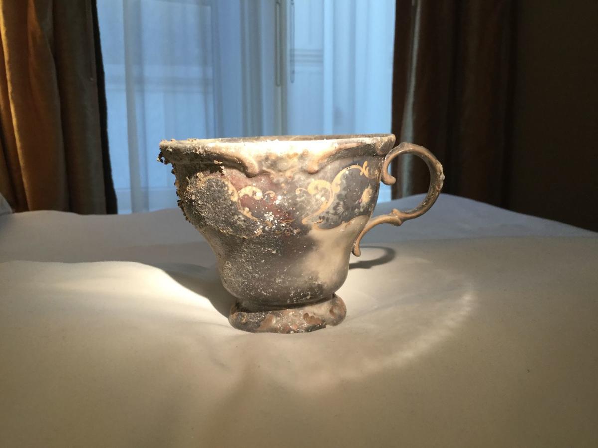 This tea cup was found in ashes at the Malan family home on Atlas Peak Road
