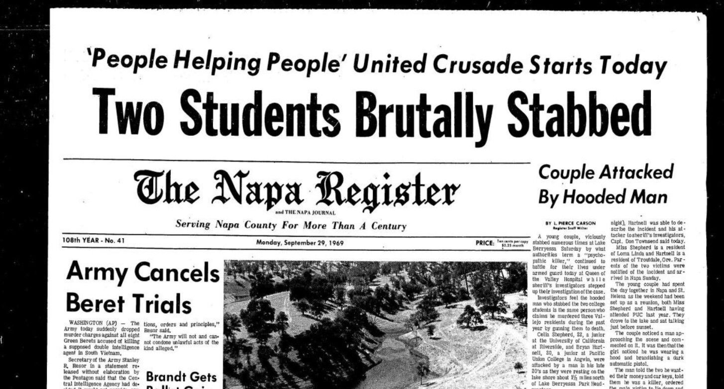 18 times the Zodiac Killer made the front page of Napa County