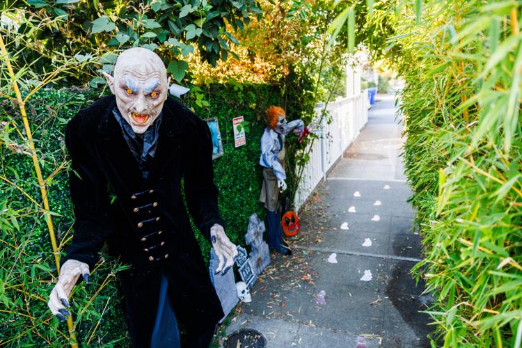 Frightful spooky Halloween scene adorns Napa tanning salon